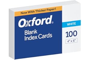 Oxford Blank Index Cards, 4" x 6", White, Premium Weight Paper for Flashcards, Notes & Cue Cards, Reversible and Durable Stud