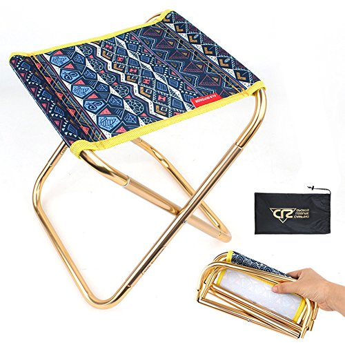 Vidillo Outdoor Folding Chair/Stool, Small Camping Foldable Chair/Stool Heavy Duty(Metal Aluminum) Portable Lightweight,for Fishing,Garden,Travel,Fishing-Black (M-Sun)