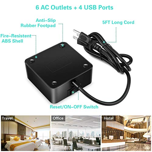 image for Yostyle Power Strip - 6 Outlet Surge Protector with 4 USB Ports Fast C