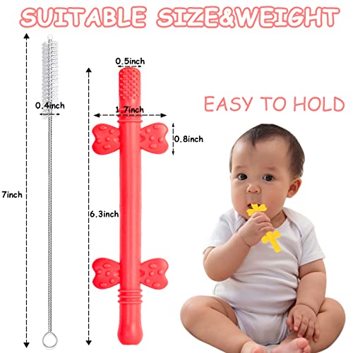 COLOROUND Hollow Teething Tubes with Safety Shield, 4 Pack Silicon