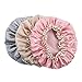 Efivs Arts 3 PACK Nylon Waterproof Lined Shower Cap Bath Hair Cap Lady Salon Hat(Pink Yellow Gray)