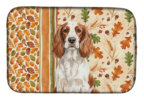 Caroline's Treasures Welsh Springer Spaniel Heirloom Fall Dish Drying Mat Absor…