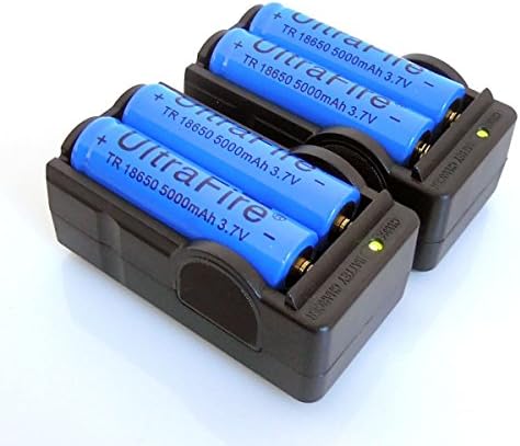 4pcs 5000mAh 3.7v 18650 Rechargeable Li-ion Battery Batteries +2pc Smart Charger