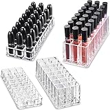 (Limited Offer Gift Set) Acrylic Lipstick & Acrylic Lip Gloss Organizer & Beauty Care Holder Gift Set Provides 24 Space Storage Per Organizer (48 Space Storage) | byAlegory (Clear) Makeup Organizer