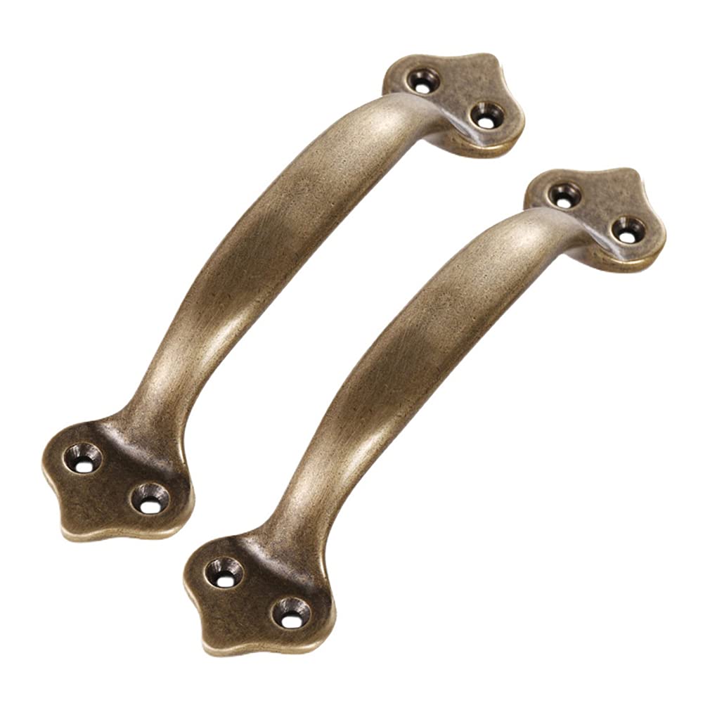 Tiazza 2Pcs Vintage Antique Brass Handle Wardrobe Window Drawer Pure Brass Pulls