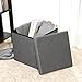 B FSOBEIIALEO Storage Ottoman with Tray, Small Ottomans Cube Folding Coffee Table Foot Stool Footrest Seat, Dark Grey Linen 16
