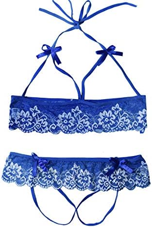 TLGAVQUEEN Women Lingerie Lace Bra and Panty Set Open Crotch Babydoll Bodysuit
