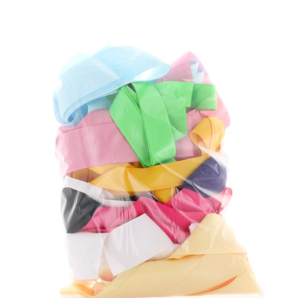 Photo 1 of 3/8" to 1.5" Wide Solid Grosgrain Ribbon Bulk Assortment Grab Bag for Crafts - 1/2 Lb of Ribbon, Variety of Colors