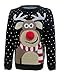Fashion Essentials-Womens Unisex Rudolph Print 3D Nose Pom Pom Christmas Jumper