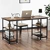 Computer Desk with Shelves – 47.2″ Student Study Desk for Home Office, Modern Sturdy Table Office Desk with 4 Tier Storage Shelves for Small Spaces, Rustic Brown