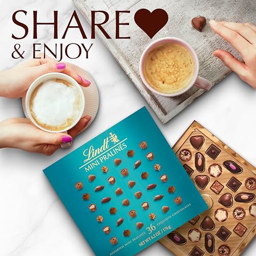 LINDT MINI PRALINES, ASSORTED CHOCOLATE CANDY WITH PREMIUM FILLING, 36 COUNT, 6.2 OZ. GIFT BOX
