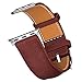 LoHi Leather Watch Strap Replacement with Stainless Metal Buckle for iWatch Series 3 Series 2 Series 1 Sport and Edition 42mm Brown