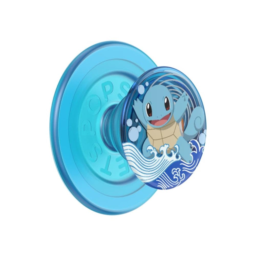 PopSockets Phone Grip for MagSafe with Kickstand, Magnetic Stand, Swappable Top, Secure Hold for iPhone MagSafe Cases, Phone & Tablet Grip - Squirtle Water