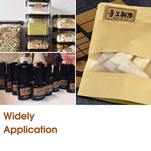 DigitalLife Removable No-Trace Natural Wooden Kraft Stickers - Water-Proof Adhesive Labels for Crafts/Jars, Name/Price Tag [Green, 1.5cmx3cm, 64pcs]