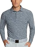 Men's Dry Fit Long Sleeve Polo Golf Shirt, Moisture Wicking and UV Protection