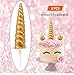 BONUS 16PCS Unicorn Cake Topper with Eyelashes and Unicorn Headband Unicorn Party Supplies for Birthday Party, Baby Shower and Wedding Party(Gold)