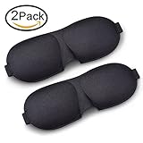 3D Sleep Mask for sleeping, Contoured Shape Eye Mask (2 Pack) Sleeping Mask for Women, Men, Super Smooth Blindfold for Travel, Shift Work (Black & Black)