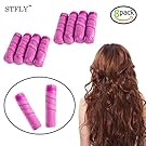 STFLY Sleep Hair Curlers Absorbent Heat Free Curlers, Curl Your Hair Without Damaging, Includes 8 Large (6 Inch) Rollers for Long Thick or Curly Hair (6in, pink)