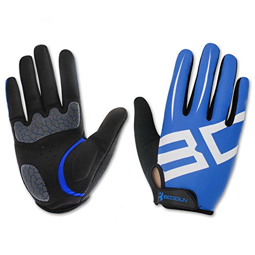 Anser 2240033 Outdoor Cycling Full Finger Gloves Bike Bicycle Gloves Breathable Anti-slip Reflective for Autumn Winter (Blue White, L)
