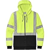 CornerStone Unisex A107 Class 3 Heavy Duty Fleece Full Zip Hoodie | High Vis Sweatshirt for Work, Reflective Fleece Jacket