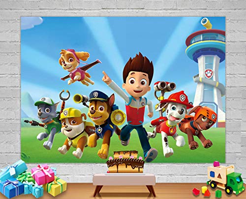 MMY 5x3ft Cartoon Dogs Paw Patrol Photography Backdrop Baby Shower Kids Birthday Party Background Photobooth Props Vinyl Banner Supplies