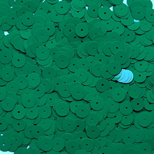 8mm Flat Round Sequin Paillettes ~ Opaque Green ~ Loose sequins for embroidery, bridal, applique, arts, crafts, and embellishment. Made in USA.