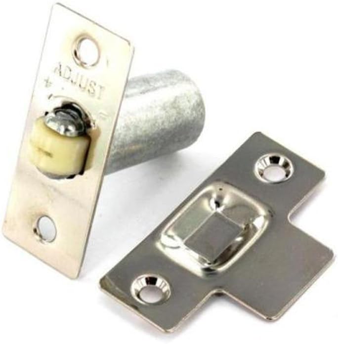 Securit Adjustable Roller Ball Door Catch Nickel Plated 58x22mm Plate
