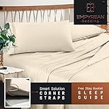 Premium Cal King Sheets Set - Cream Beige Ivory Hotel Luxury 4-Piece Bed Set, Extra Deep Pocket Special Super Fit Fitted Sheet, Best Quality Microfiber Linen Soft & Durable Design + Better Sleep Guide