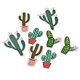 Souarts Mixed Cactus Shaped Embroidered Sew Iron On Applique Patch for DIY Crafts Pack of 4pcs