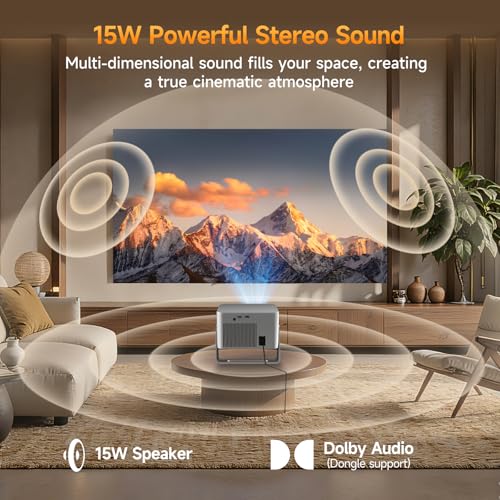 Alwtniet 4K Projector with Google TV, Native Full HD 1080p, Mini Home Theater Projector, Bluetooth, WiFi, Small and Smart, Short Distance, Auto Focus, 6D Keystone Correction, for