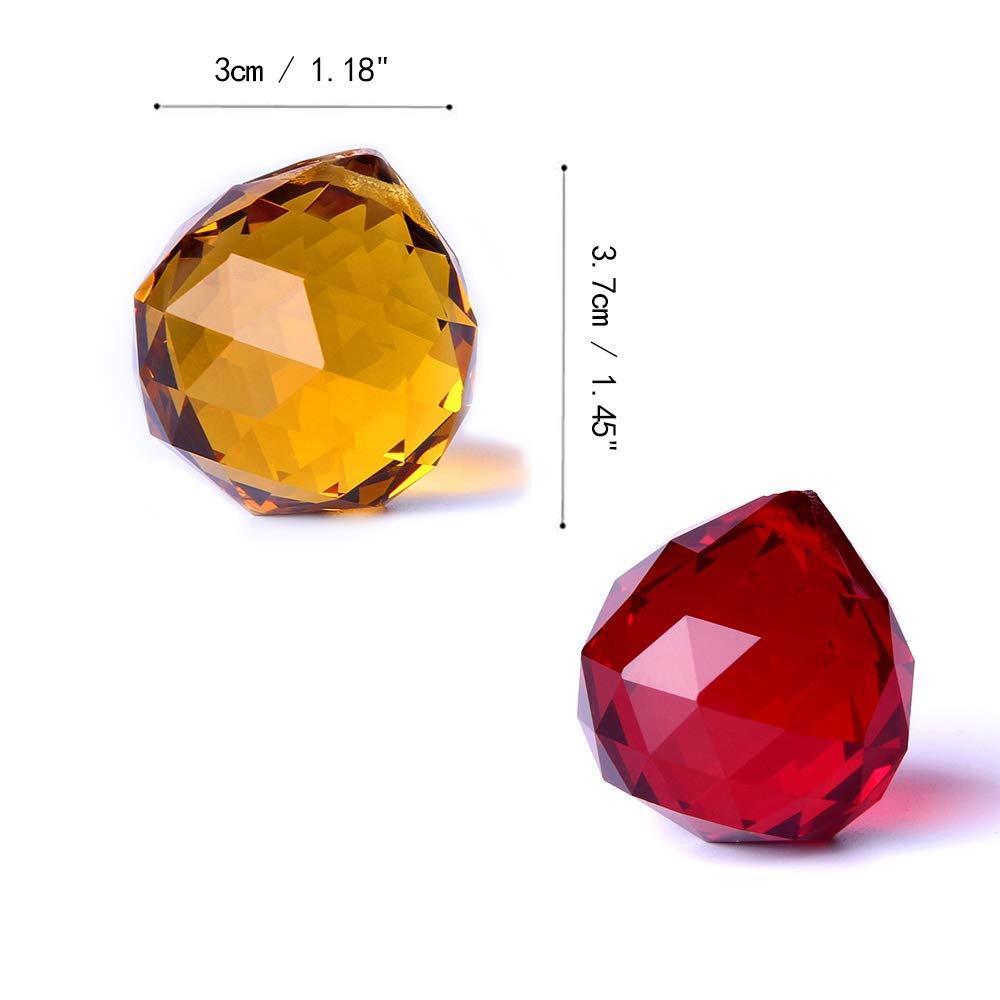 WEISIPU 30mm Vintage Feng Shui Faceted Decorating Crystal Ball Prism Pendant Suncatcher Multi-Color Hanging Pendant Suncatcher 12pcs