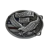E-Clover Vintage Men's Western Eagle Belt Buckle Cowboy Engraved Oval Belt Buckles