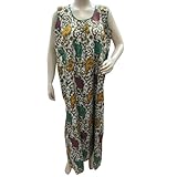 Womens Kaftan House Dress Green Paisley Print Nightgown Boho Maxi Dresses
