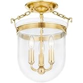 Hudson Valley Lighting MDS1600-AGB Rousham - 3 Light Semi-Flush Mount-14.5 Inches Tall and 12.75 Inches Wide