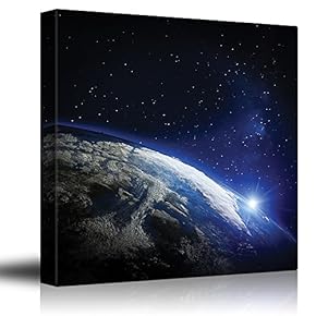 Sun Illuminating Planet Earth from Outerspace - Canvas Art Home Art - 12x12 inches