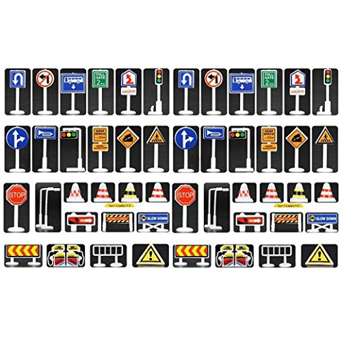 Livoty 28 Pcs Car Toy Accessories Traffic Road Signs Kids Children Play Learn Toy Game Education Toys (A)