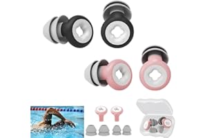 Swimming Ear Plugs Soft Silicone Waterproof Ultra Comfy Earplugs Protect Surfing and Other Water Sports Swimmer's Ear (Black 