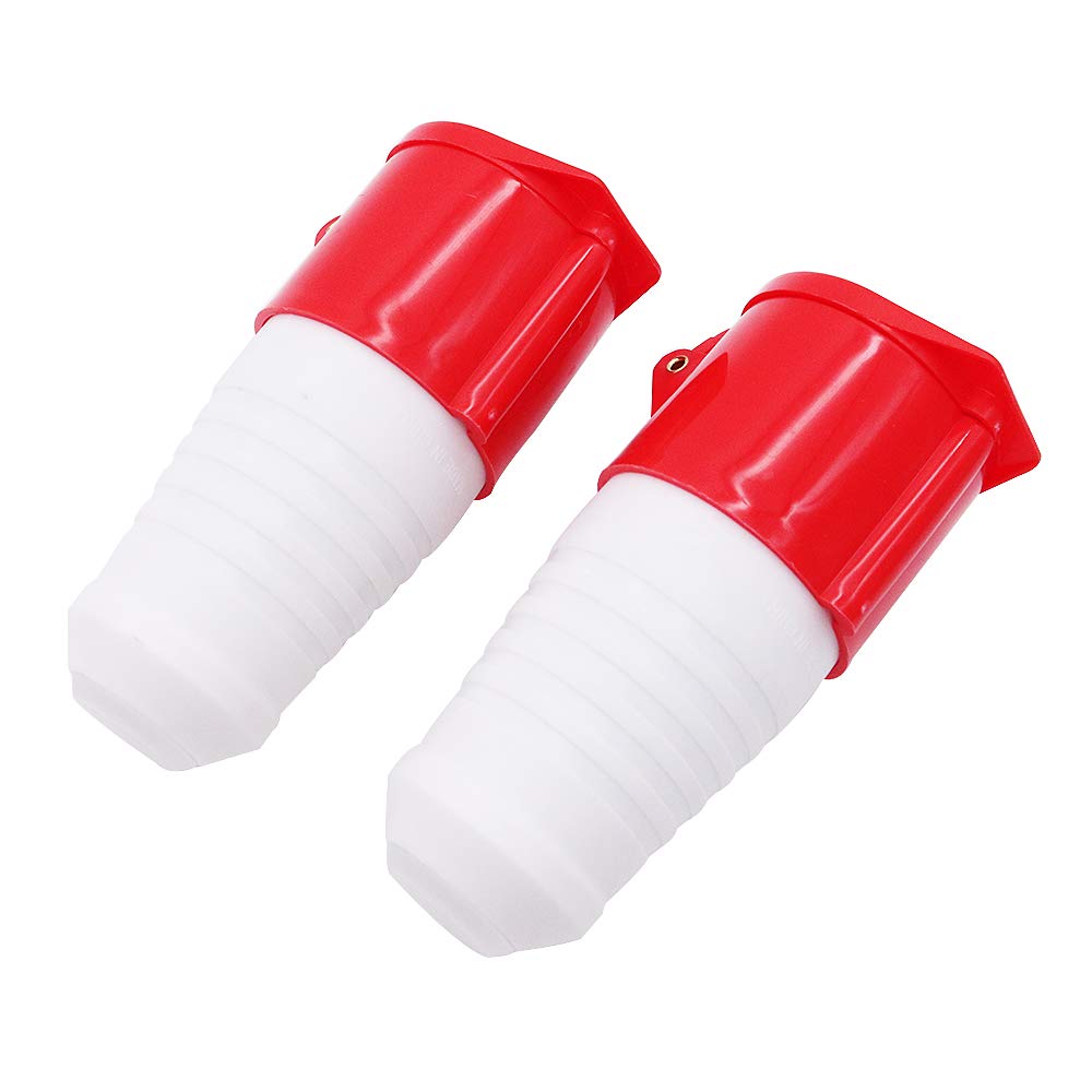 POFET 2Pcs Power Plus 32AMP Socket 240-415 Volt 5 Pin (IP44) Coupling Sockets - Red