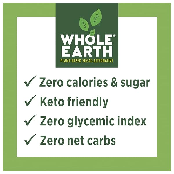WHOLE EARTH, PLANT-BASED SUGAR ALTERNATIVE – GOLDEN SWEETENER ERYTHRITOL & MONK FRUIT, ZERO CALORIES, NO ARTIFICIAL COLORS AND KETO FRIENDLY (32OZ / 2LB)