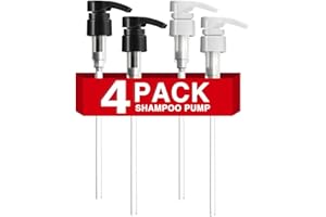 4-Pack Shampoo Pump for Liter 33.8 oz Shampoo and Conditioner Pump Dispenser Fits Most Salon Bottles with 1-inch Wide Opening, Black & White Replacement Pump Top for Soft Hair Product,Body Wash,Lotion