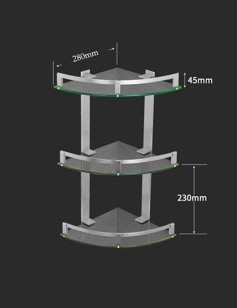 Bathroom Glass Shelf Bathroom glass angle stand Toilet triangular multi - store shelves Bathroom Amenities Cosmetics frame Bathroom Holder (Size : 28cm)