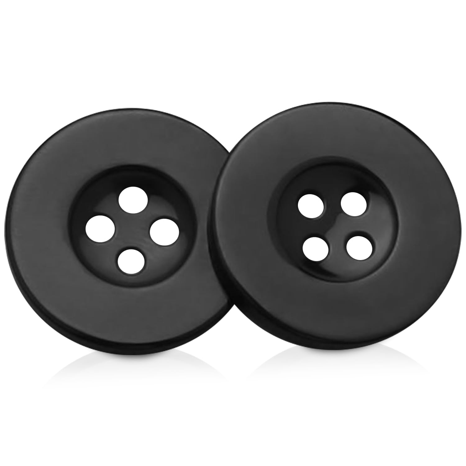 20mm x 50 pcs Black Buttons 4 Holes with Ridge - Ideal for Sewing, Crafting, DIY Cards and Ornaments etc