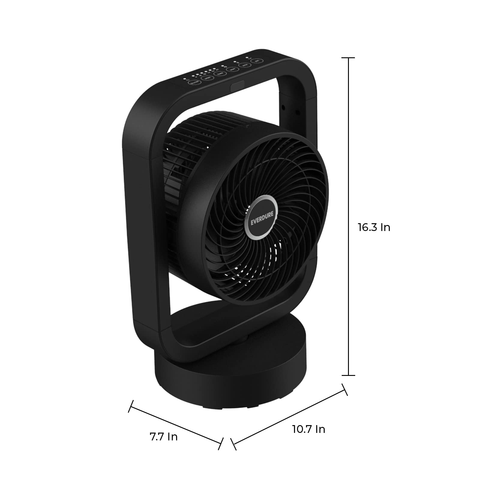 Everdure 10” Oscillating AC Floor, Desk or Table Fan, 4 Speed Settings, Targeted Airflow Control, Remote Control Included, Portable, Perfect for Bedroom, Living Room, Home Office, Black