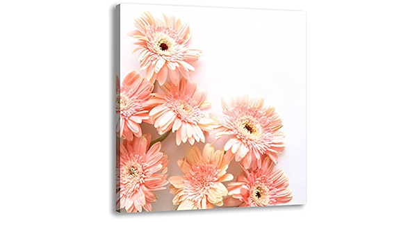 Amazon Com One Piece Wall Art Painting Pink Flowers On White Background For Anniversary Birthday Wedding On Canvas Gallery Wrapped Modern Artwork For Living Room Bedroom Decor Ready To Hang 24x24inch Posters