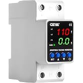 GEYA Adjustable Over &amp; Under Voltage Protection Device Digital Display Voltage Current KWH Protector 110V Din Rail(GPS6-VA5,63A)
