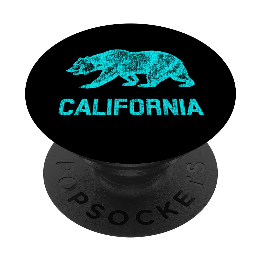 California Republic Flag Distressed Bear PopSockets Adhesive PopGrip