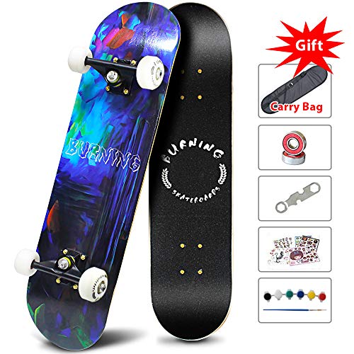 Easy_Way Complete Skateboards- Standard Skateboards for Beginners Kids Boys Girls Teenager- 31”x 8”Canadian Maple…