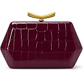 PU Leather Clutch Purse Burgundy Evening Bag Unique Crossbody Handbag for Wedding Party Prom