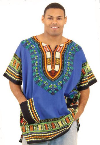 King-Sized Traditional Print Unisex Dashiki Top - Up to 68