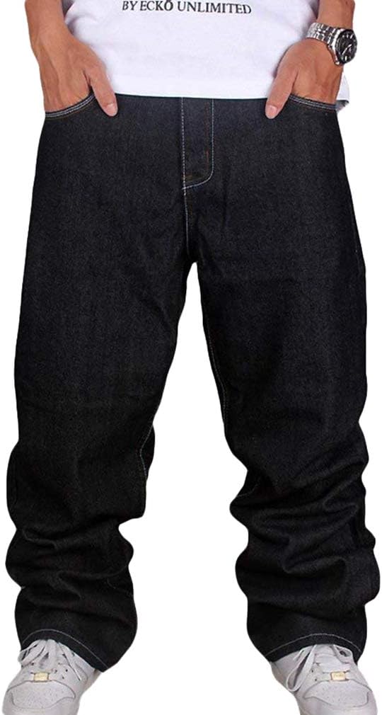 Mxssi Men Vintage Hip Hop Baggy Jeans Denim Street Dance Skate Pants Straight Fit Teenage Boys